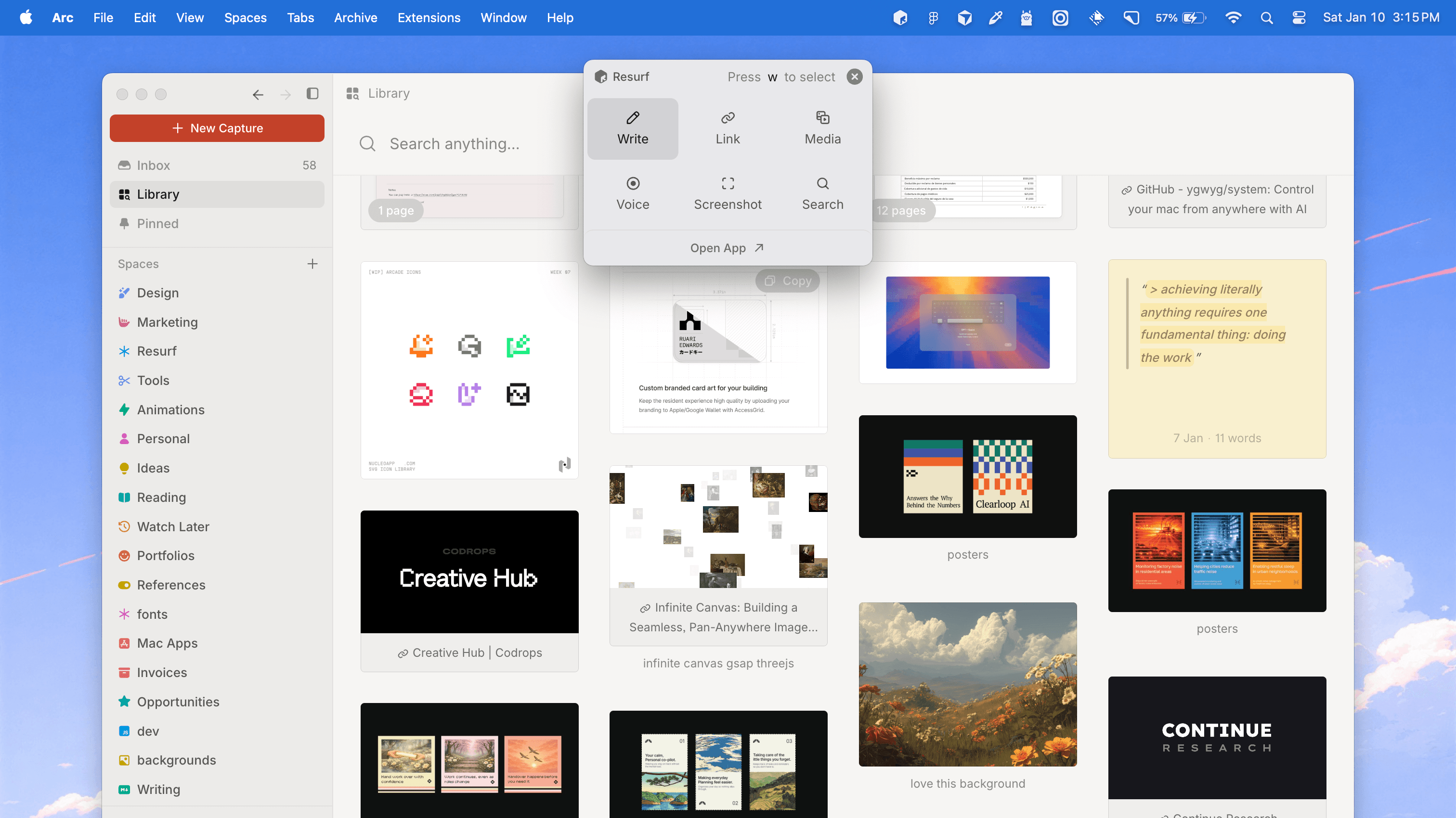 Resurf capture widget