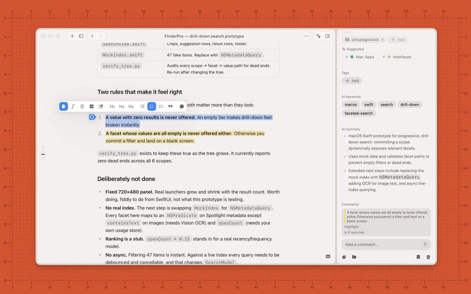 Notes with highlights and comments