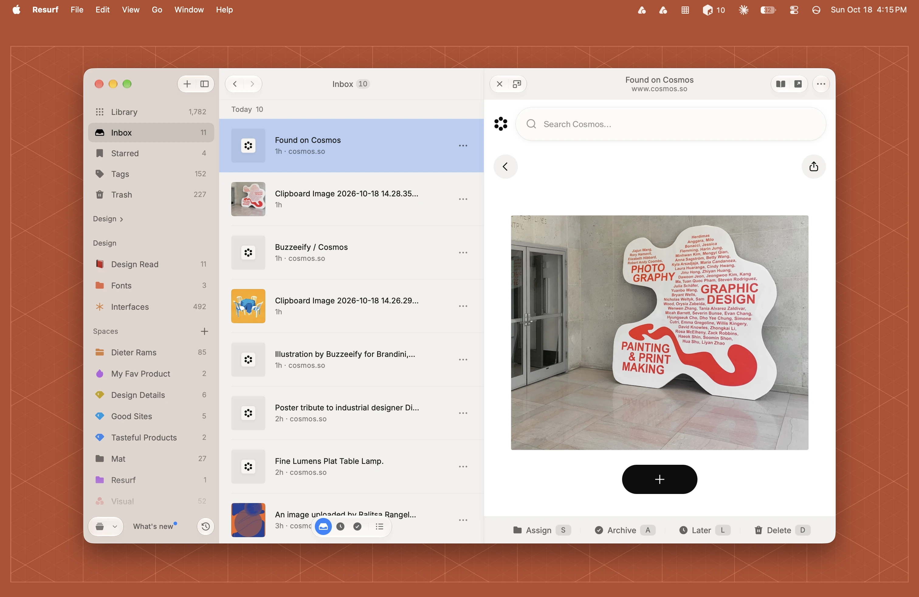 The Inbox in list layout with a capture beside it and the triage bar.